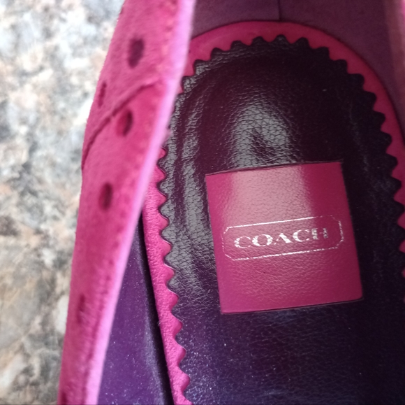 Coach Pretty In Pink Suede Tassel Kitten Heel Pumps Size 7B (04) - Picture 7 of 11